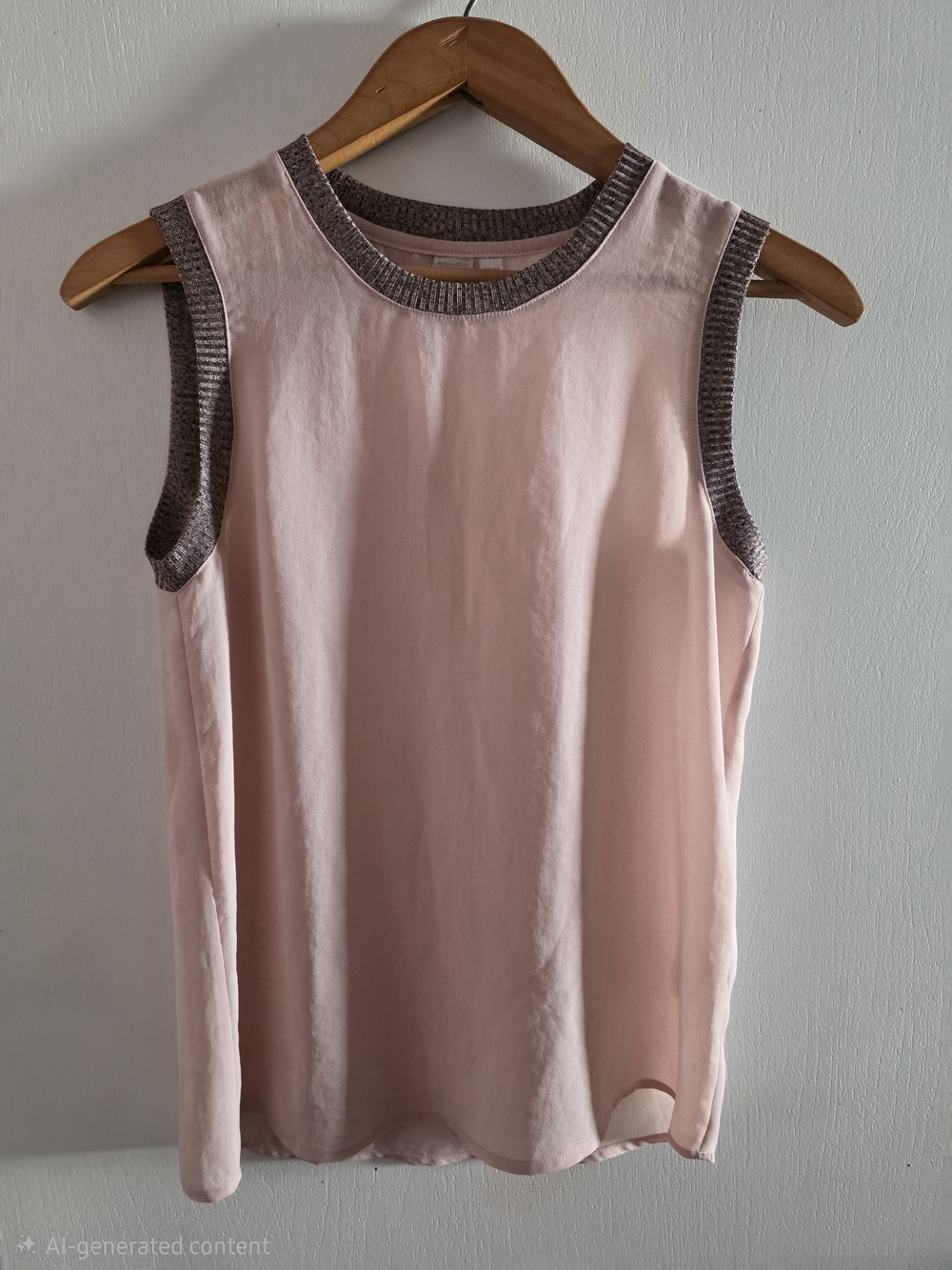 twik Pale Pink Sleeveless Tank with Contrast Knit Trim